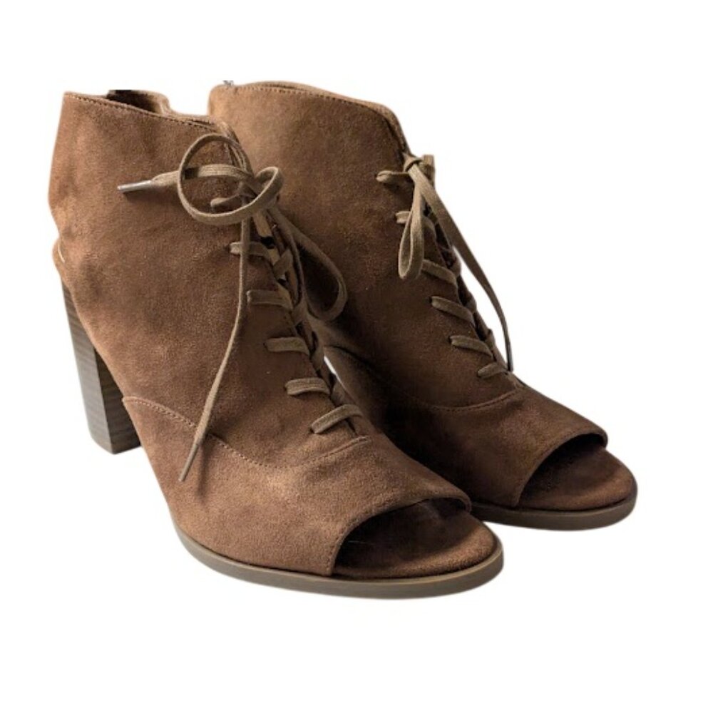 Gap Womens Cognac Boho Lace Up Open Toe Stack Heel Sandal Bootie Size 9 NWT NWOB